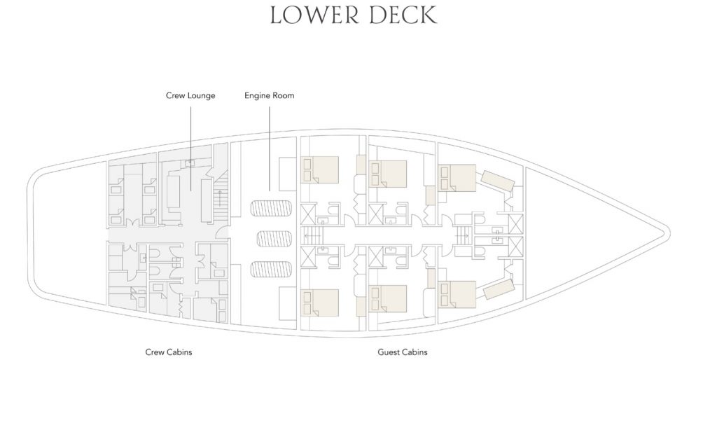 Dunia Baru - Floor plan Lower Deck - Yacht Charter Indonesia